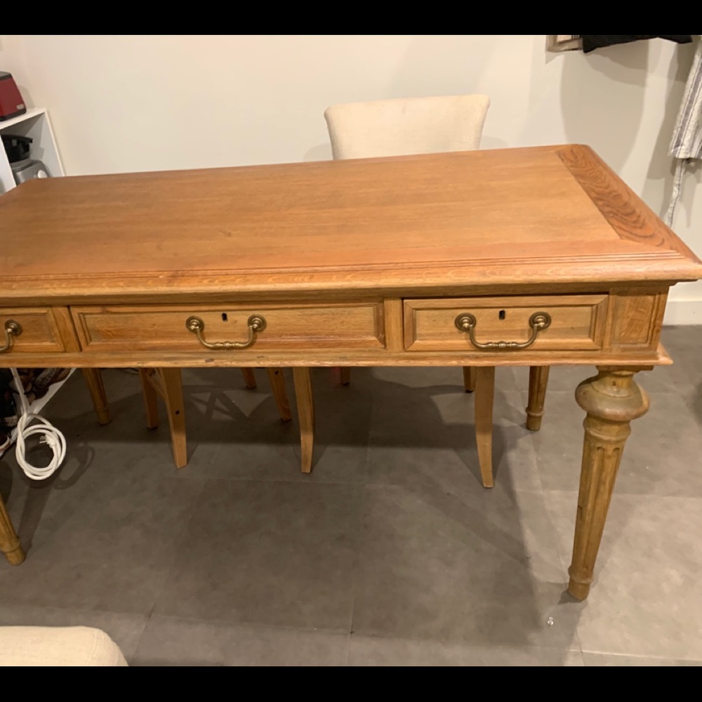 Reclaimed oak desk restoration hardware